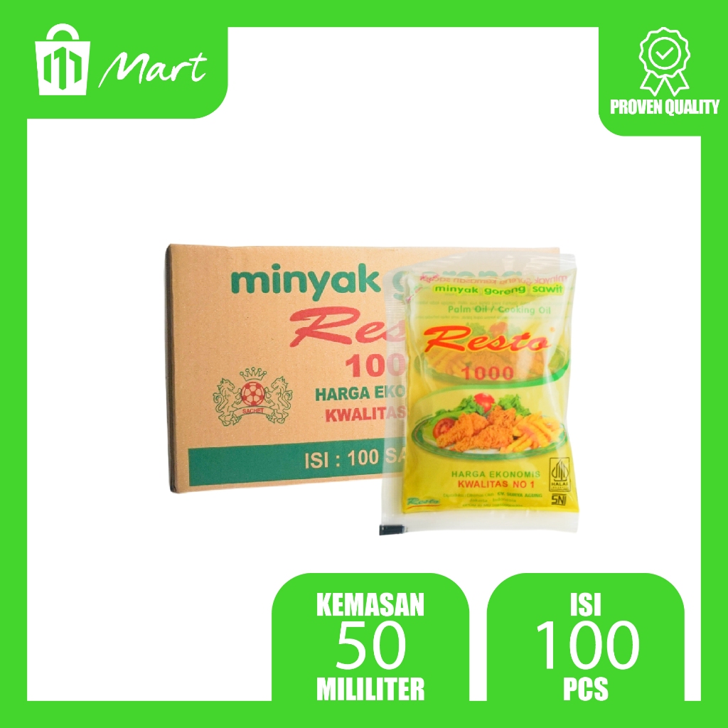 Minyak Goreng Resto Sachet | Kemasan 50 ml | 1 Karton Isi 100 Bungkus