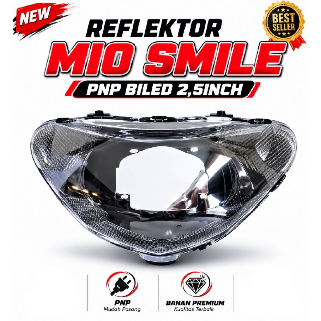 Reflektor lampu depan mio smile pnp biled 2,5inch Aes Ibright Mkl Cr7 satu set sama mika
