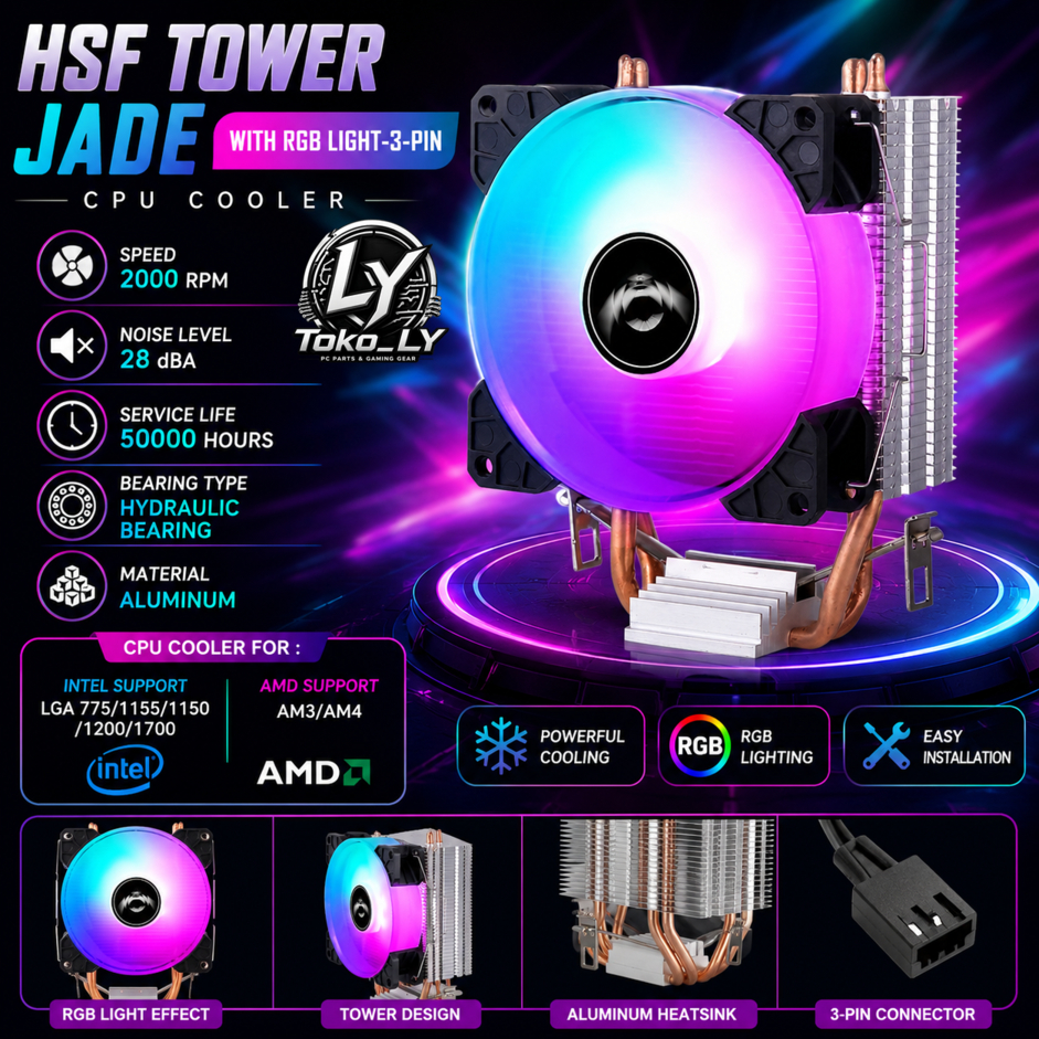 FAN COOLER CPU COOLER RGB INTEL&AMD - SINGLE FAN -  Mirip Coolmoon P2 - GARANSI