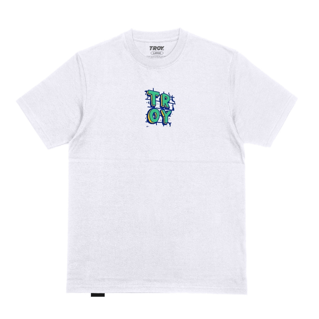 Troy Company Kaos Pria Lengan Pendek Putih - Brick Wall Verde T-Shirt White MTD 2083