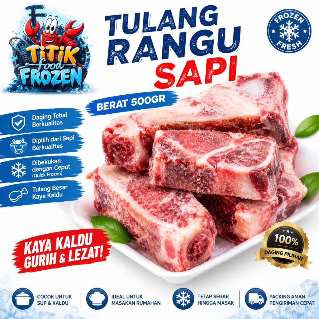 Titik Frozen | Tulang Rangu Sapi 500g | Tulang Rawan Sapi Frozen Premium | Tulang Rangu Sapi Siap Ma