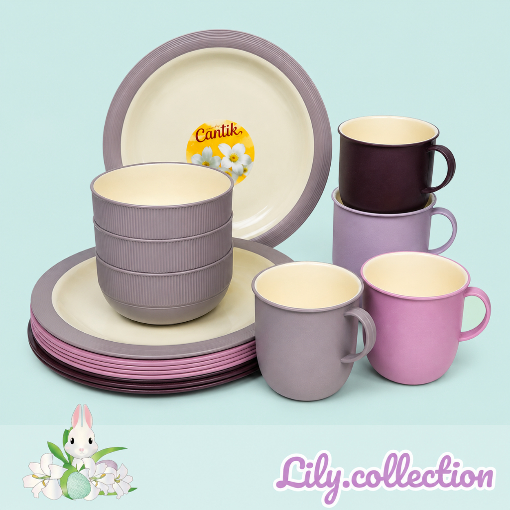 Piring Plastik Mangkok Plastik Piring Makan Paket Piring + Mangkok + Gelas Plastik Set 3 Pcs -