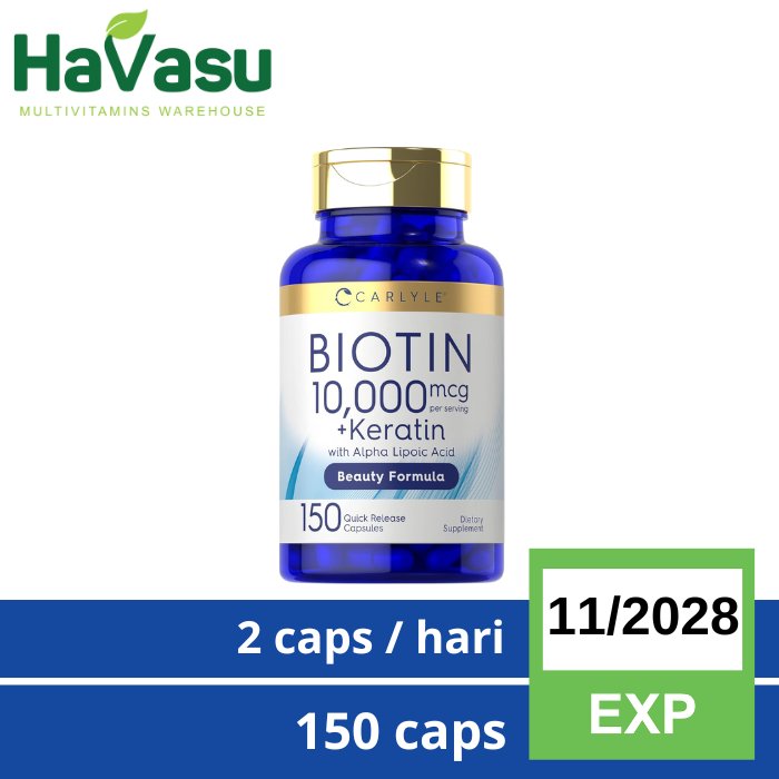 Carlyle Biotin Keratin 10,000mcg Alpha Lipoic Acid Beauty Formula Hair Loss Support