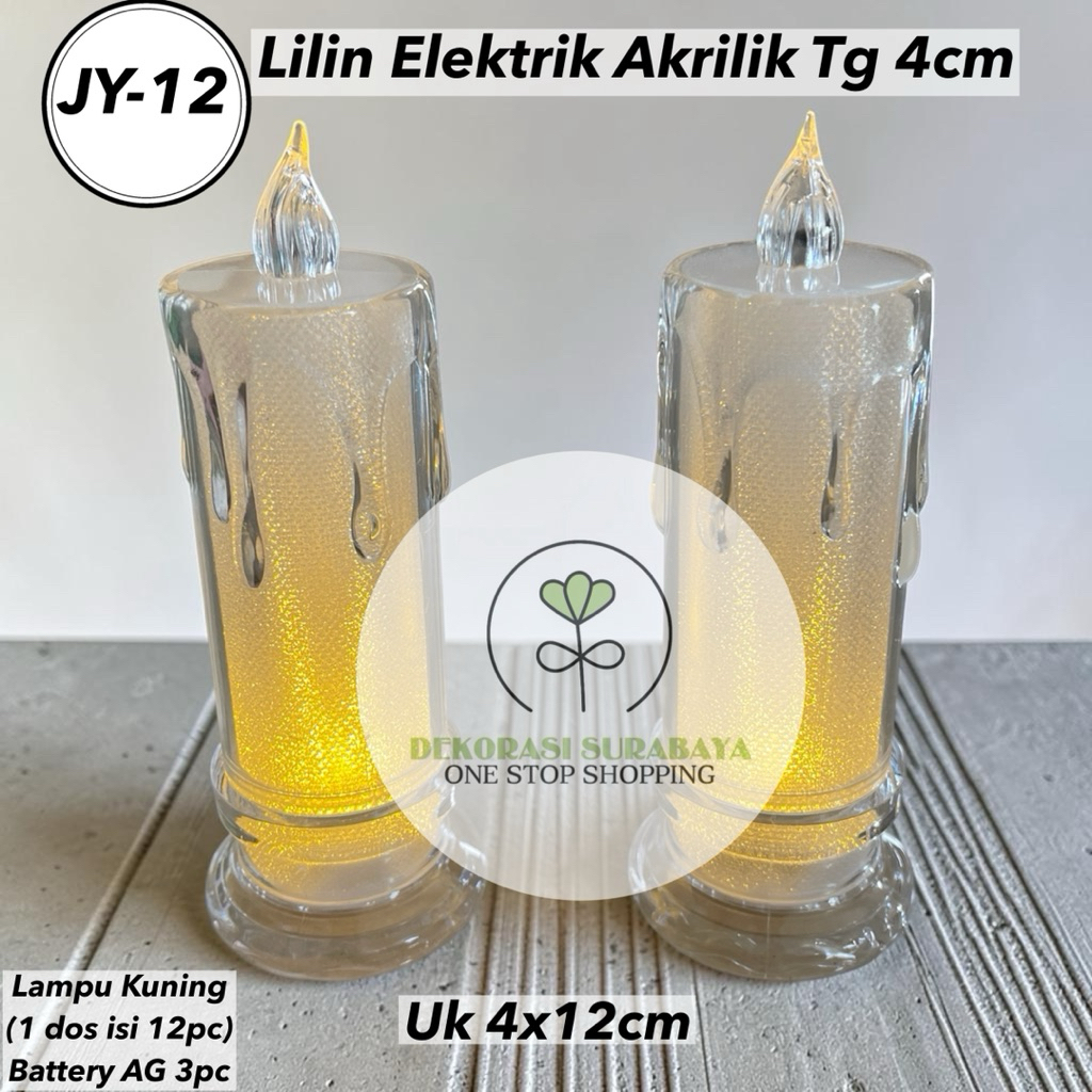 (PER PC‼️) Lilin ELektrik Transparan (JY12) / Lilin Elektrik Tabung Akrilik JY 17/18 Smokeless Candl