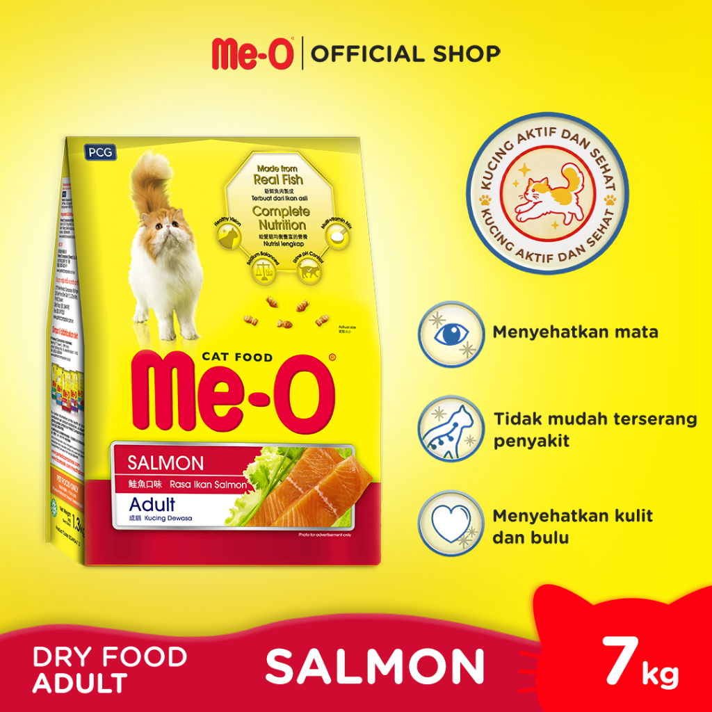 Me-O Makanan Kucing Kering Dry Cat Food Adult  Salmon Flavor 7 Kg