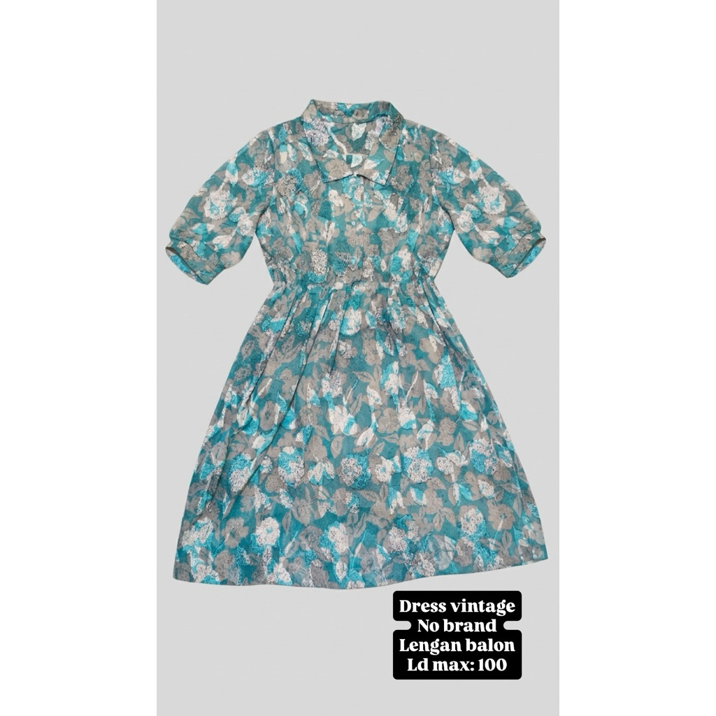 DRESS VINTAGE LENGAN BALON JUMBO PRELOVED