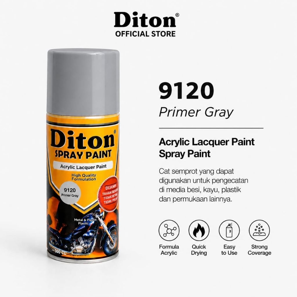 9120 Primer Grey DITON PREMIUM / Cat Semprot Diton Premium / Pilok Primer Grey Diton Premium