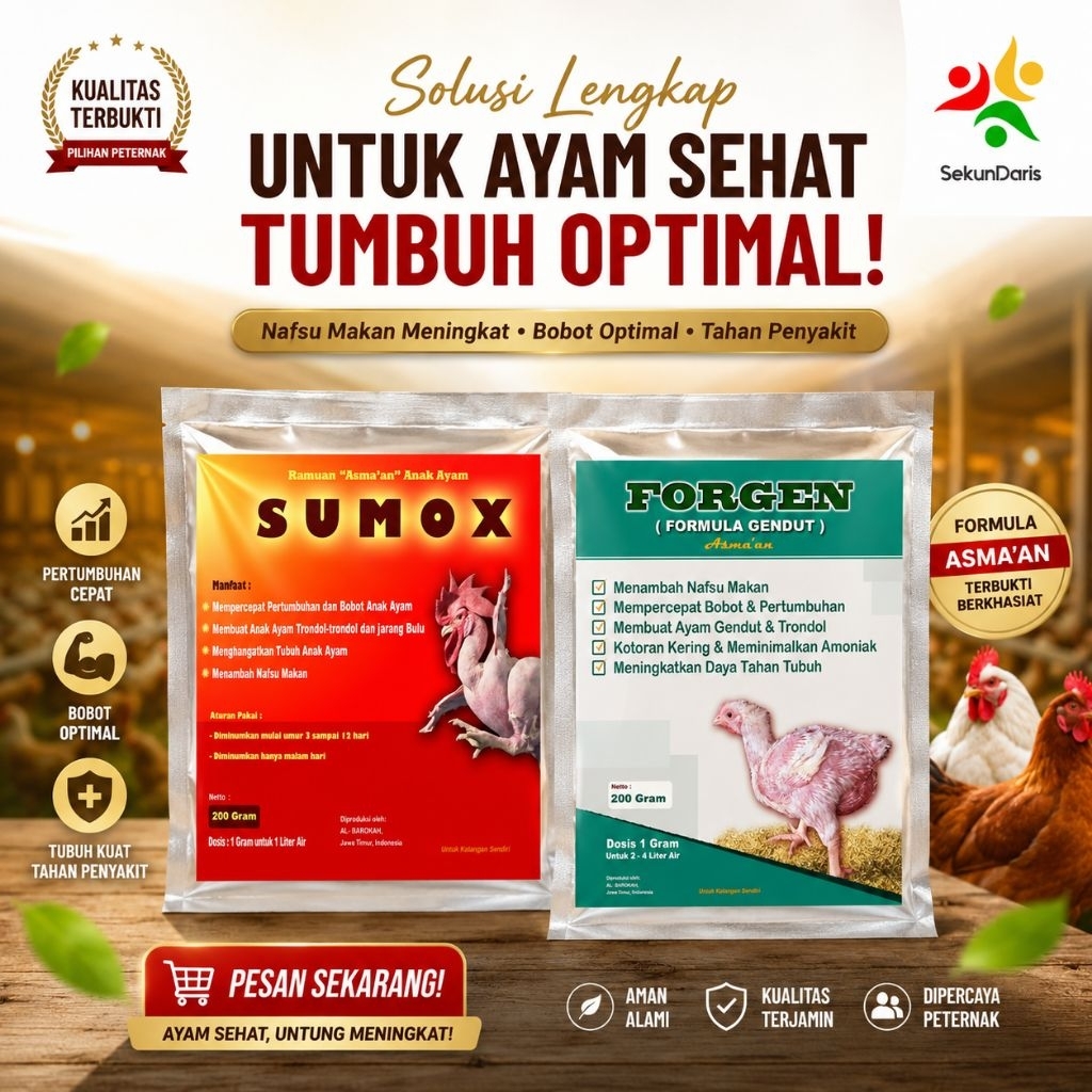 Vitamin Ayam - Sumox dan Forgen - Penambah Nafsu Makan Ayam - Penggemuk Ayam