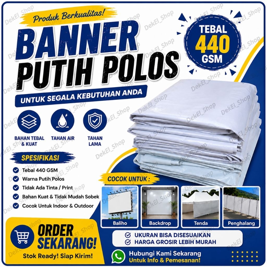 Benner/Baliho/Spanduk/MMT gagal cetak putih polos (kondisi baru) Ukuran Custom