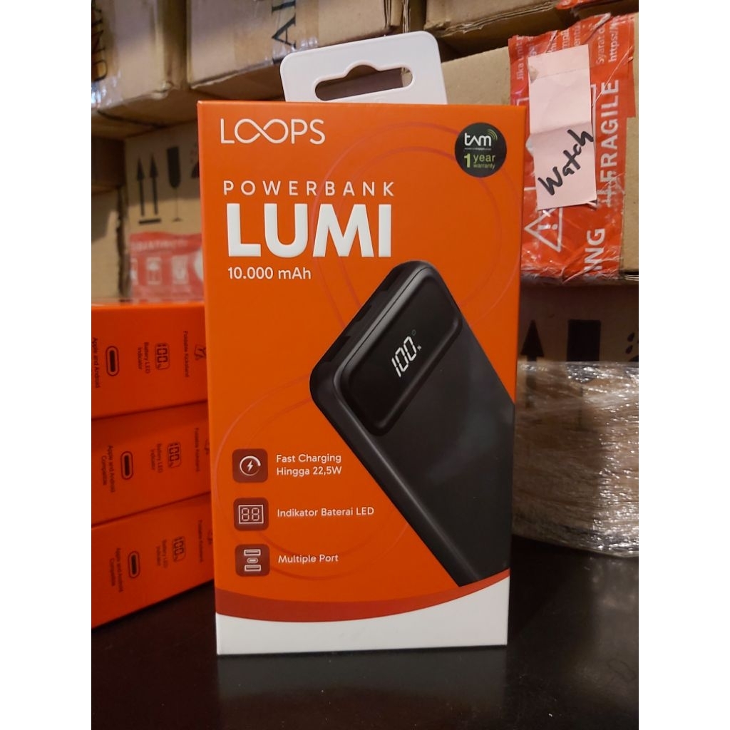 [BARU] LOOPS Powerbank Lumi 10000mAh LP05 - Output daya hingga 22.5W - 2 x USB-A & 1 x USB-C - Origi