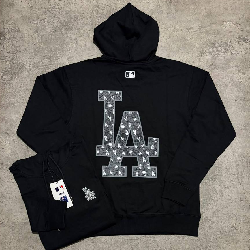Hoodie Branded MLB LA Bordir Ash//Hoodie LA Embordery//Hoodie Jaket Unisex