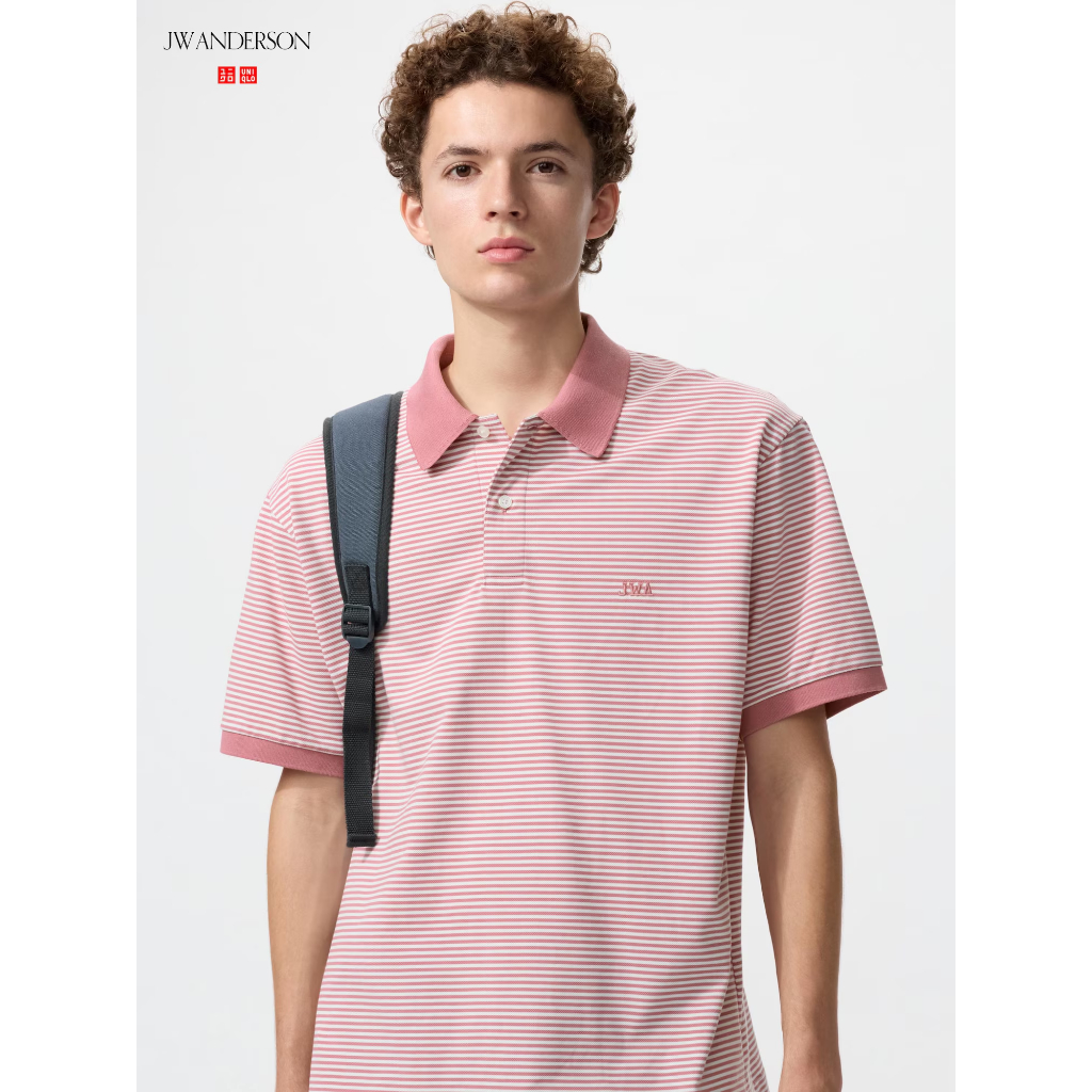 Uniqlo Kaos Polo Dry Pique Garis | Kecil Kaos Polo Pria