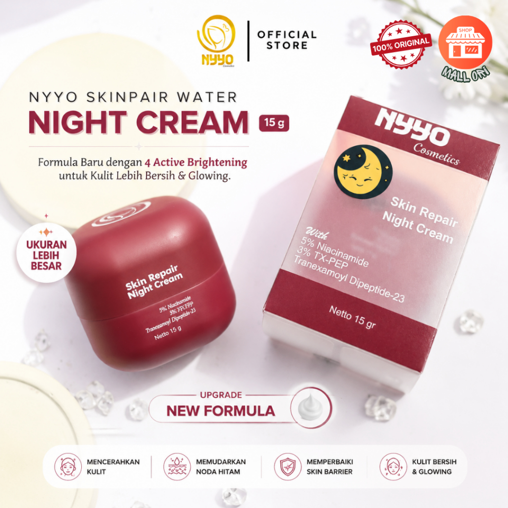 NYYO Intense Brightening Night Cream 10g – Krim Malam Pencerah dengan Kandungan Vitamin C