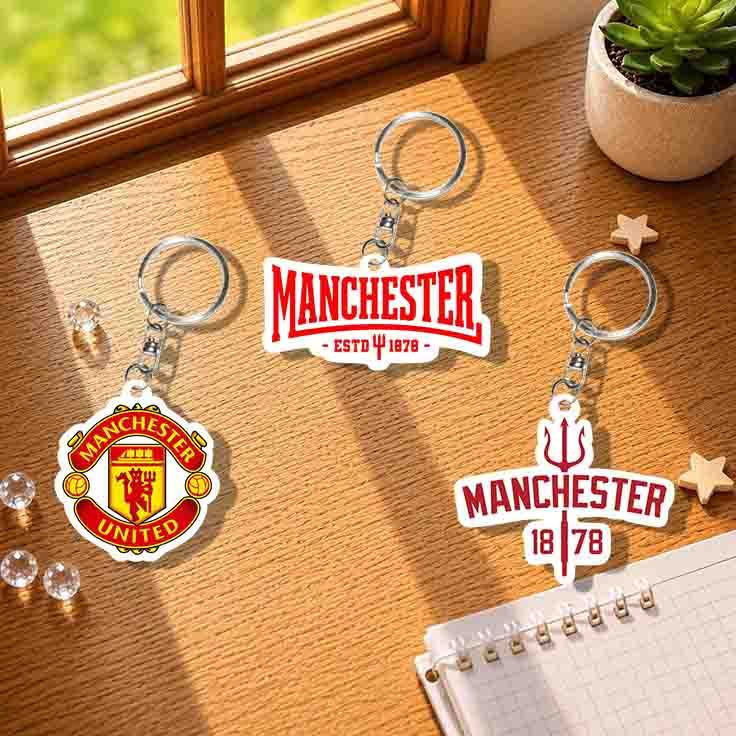 Manchester United : High-Quality 5cm Acrylic Keychain - Double-Sided Print
