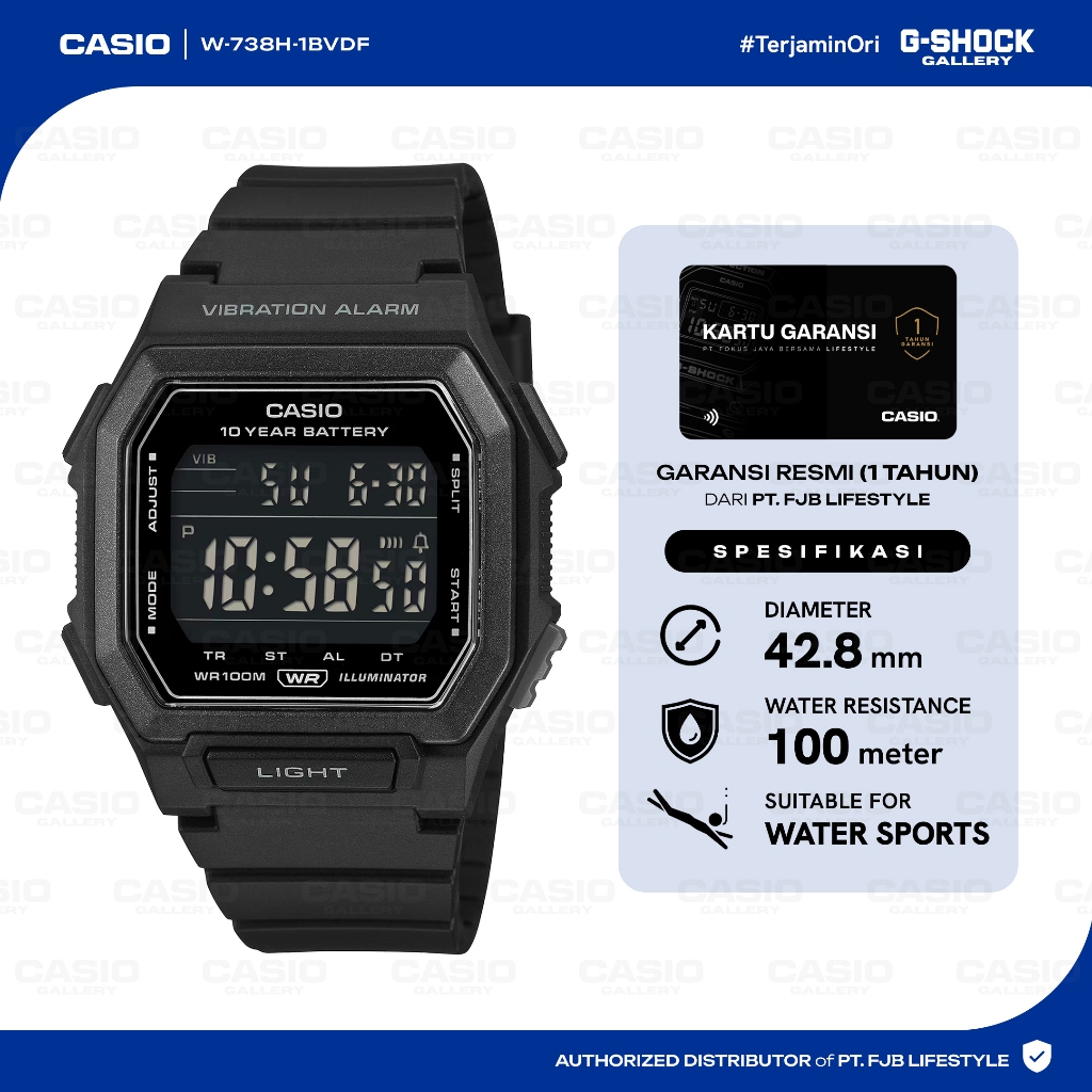 CASIO Jam Tangan Pria W-738H-1BVDF Digital