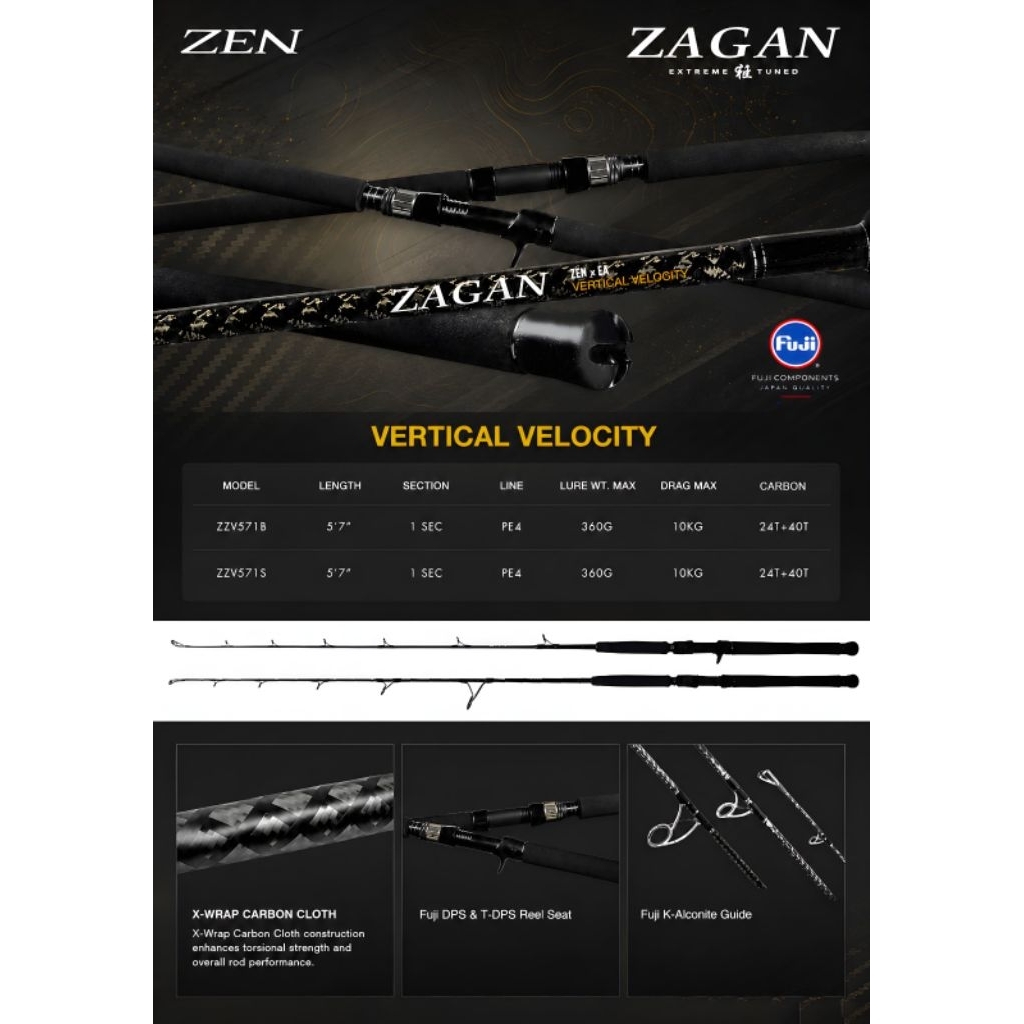 Joran Pancing Zen Zagan XEA Vertical Velocity ZZV572 Spinning Baitcasting