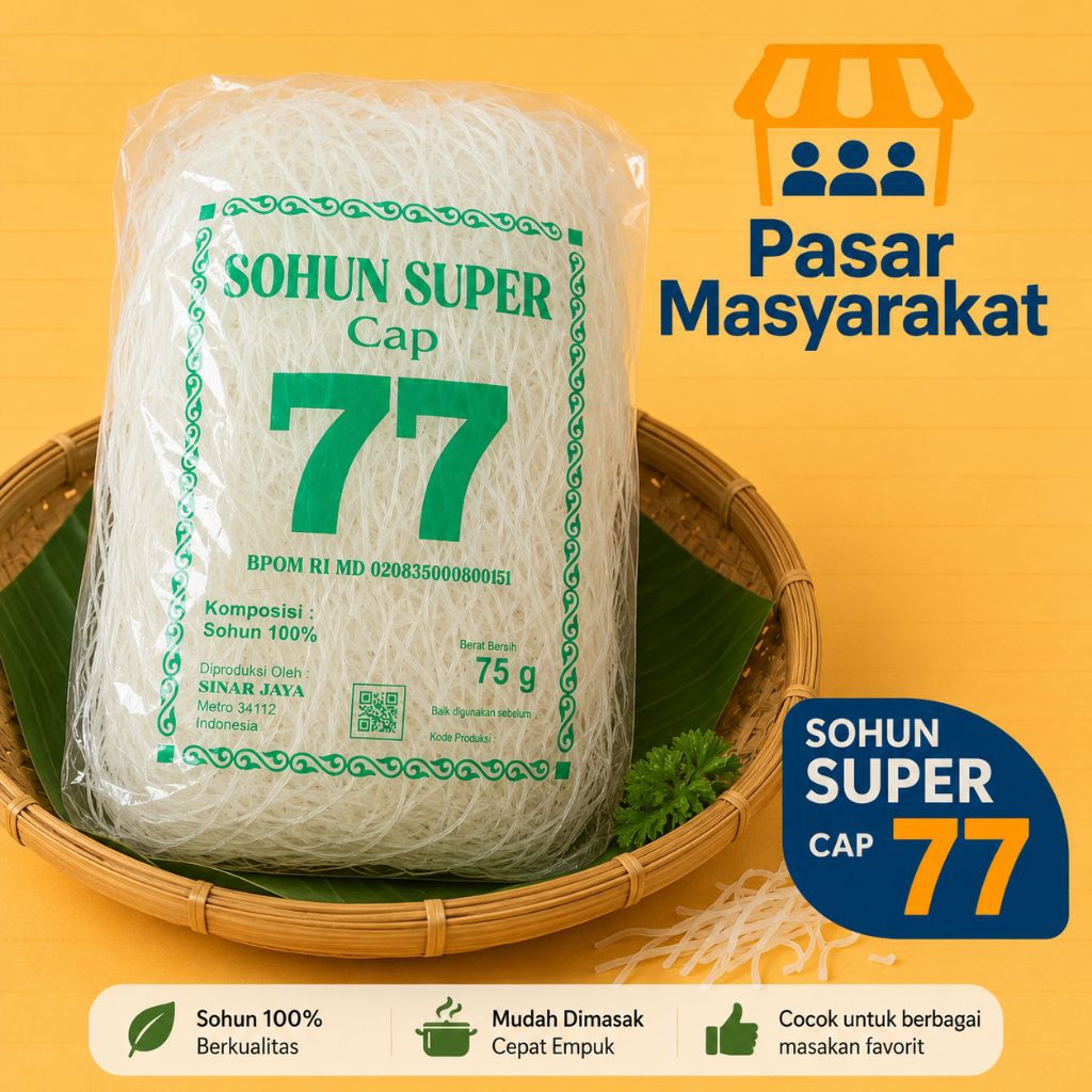 Mie Soun Mie Putih Sohun Super Cap 77 Pasar.Masyarakat