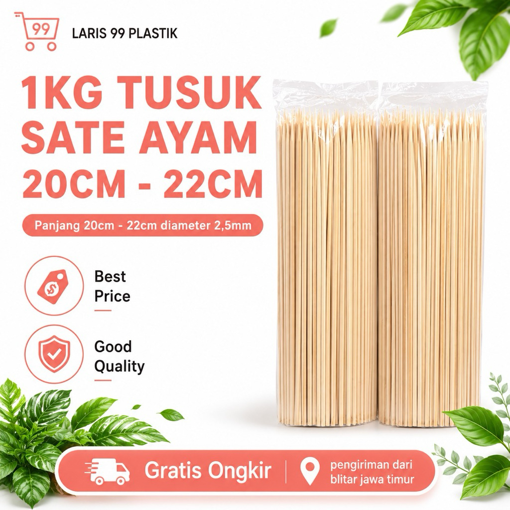 [1KG] TUSUK SATE AYAM 20 dan 22 cm / sate angkringan / sate taichan / sate tahu