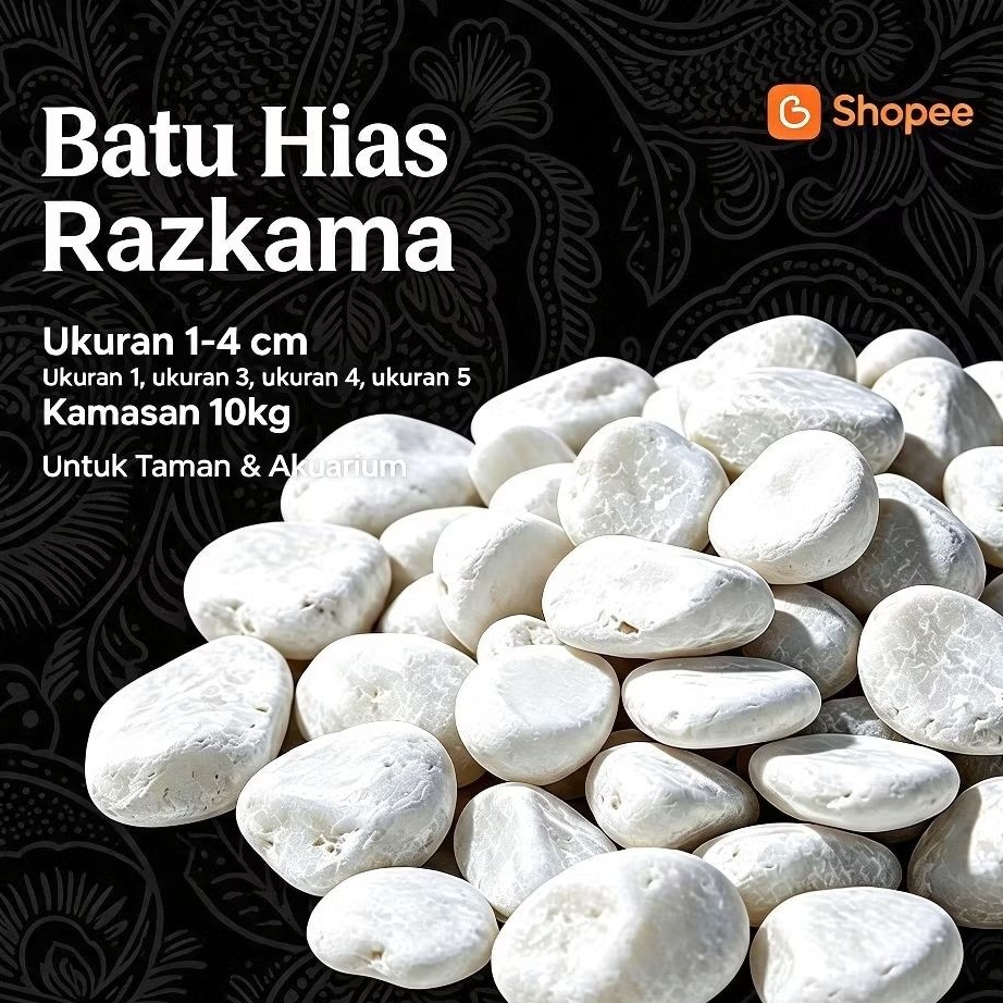 10kg batu koral putih/Batu kupang 10kg/Batu putih koral/Batu taman/Batu pot bunga