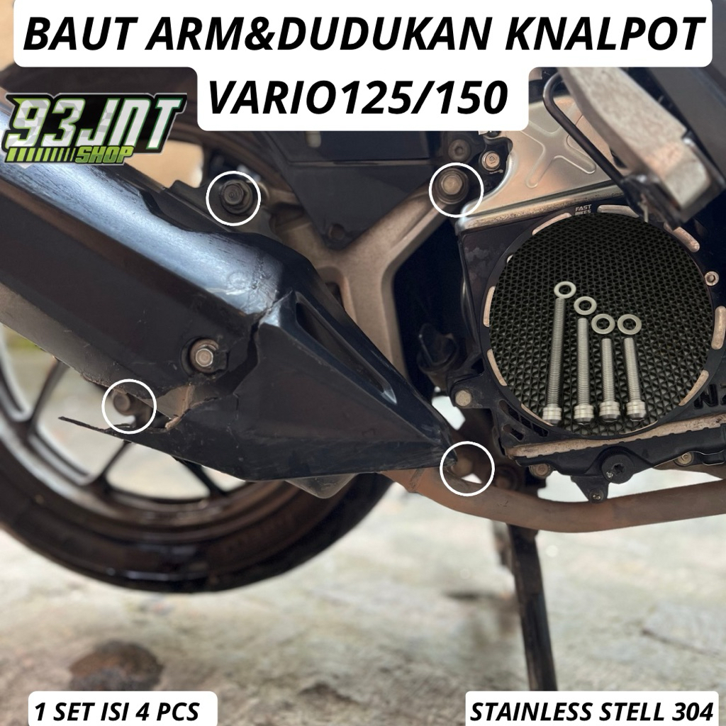 Baut Arm & Dudukan Knalpot VARIO125/150 Stainless Stell Custom Handmade