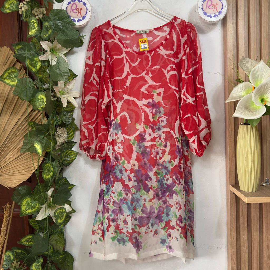 Outer Dress Sifon Merah putih