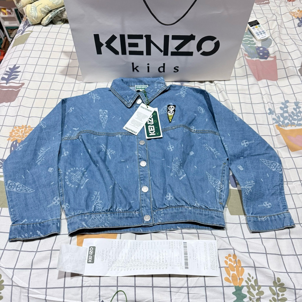 NEW WITH TAG ORIGINAL Kenzo Blue Happy Sweet Denim Jacket - Kenzo Kids - Denim Blue - Size 10 Tahun