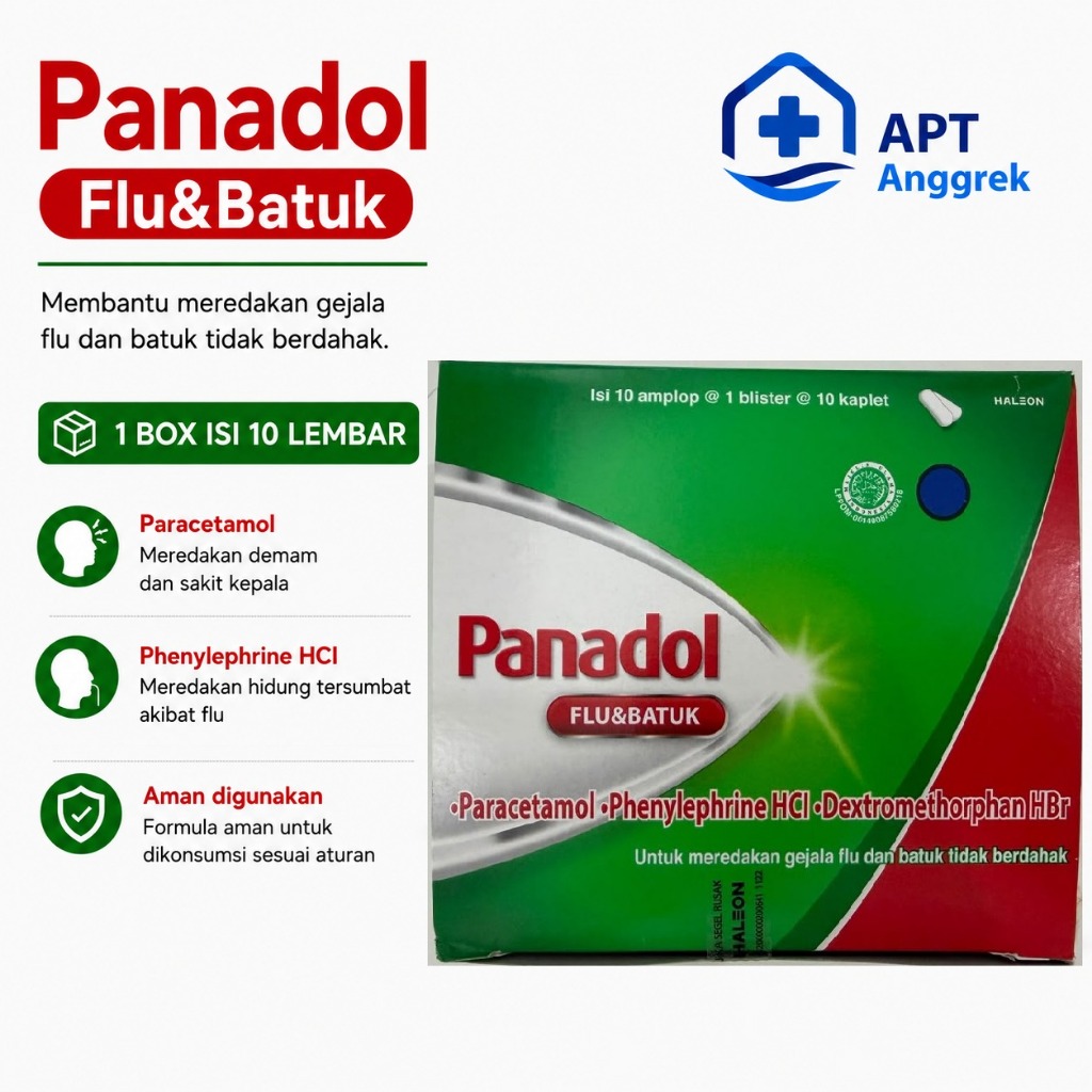 Panadol Hijau Flu Batuk 1 BOX isi 10