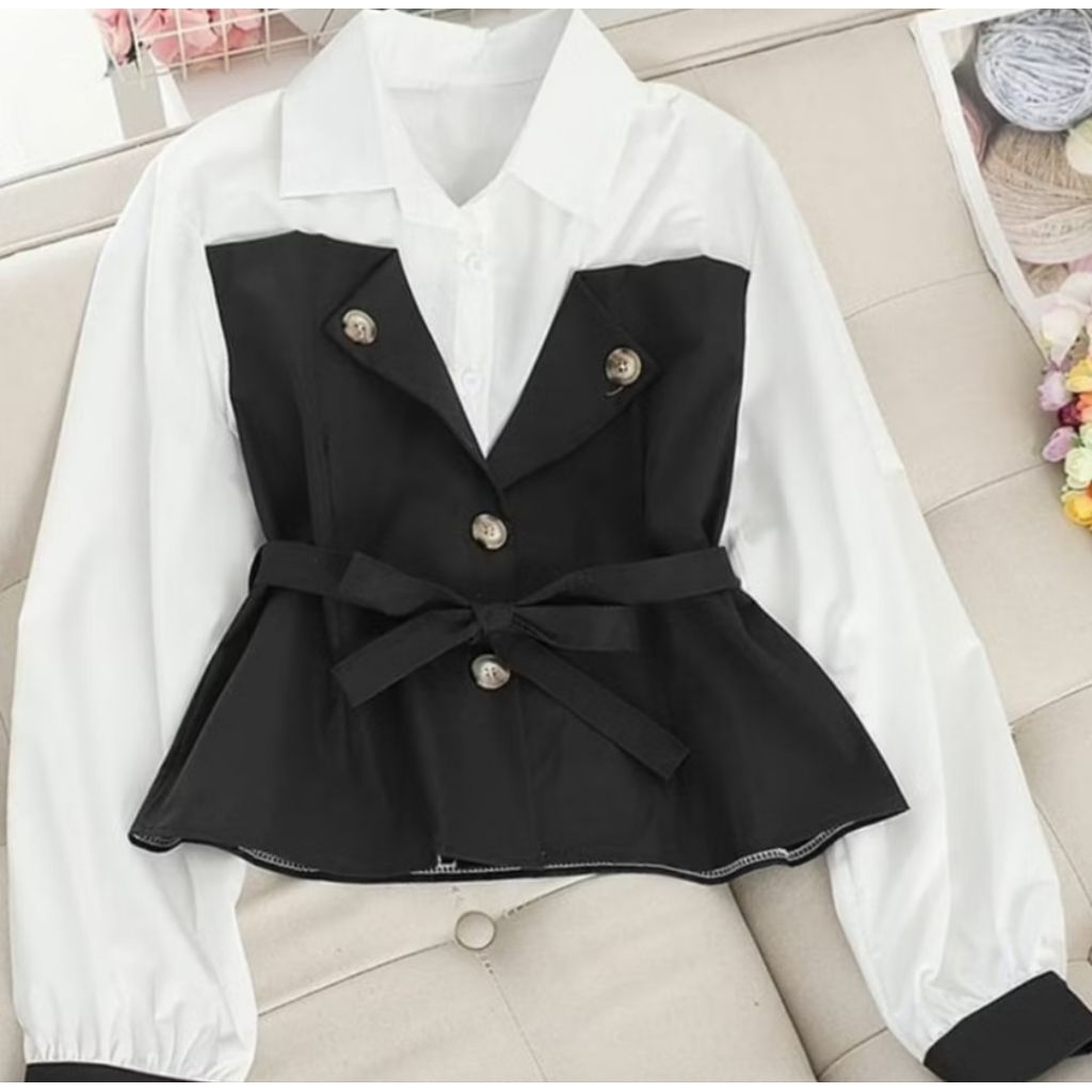 Balea Top Blouse Atasan Remaja Wanita Korean Style Premium Hitam