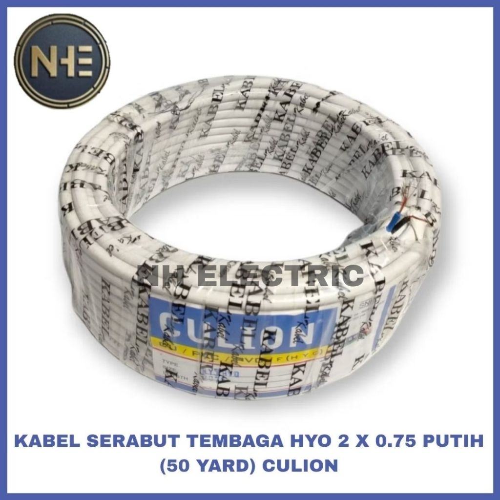 Kabel Listrik Serabut Tembaga Hyo 2x0,75mm² Putih (50 Yard) Culion - Kabel Serabut Hyo 2x0.75mm 50Y 
