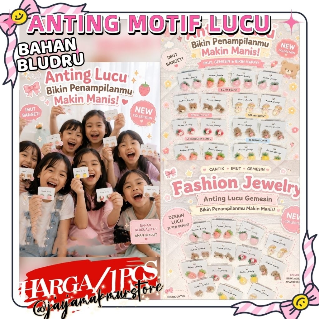 1PSG ANTING MOTIF LUCU / ANTING ANAK ANAK LUCU / AKSESORIS ANAK / ATB8684