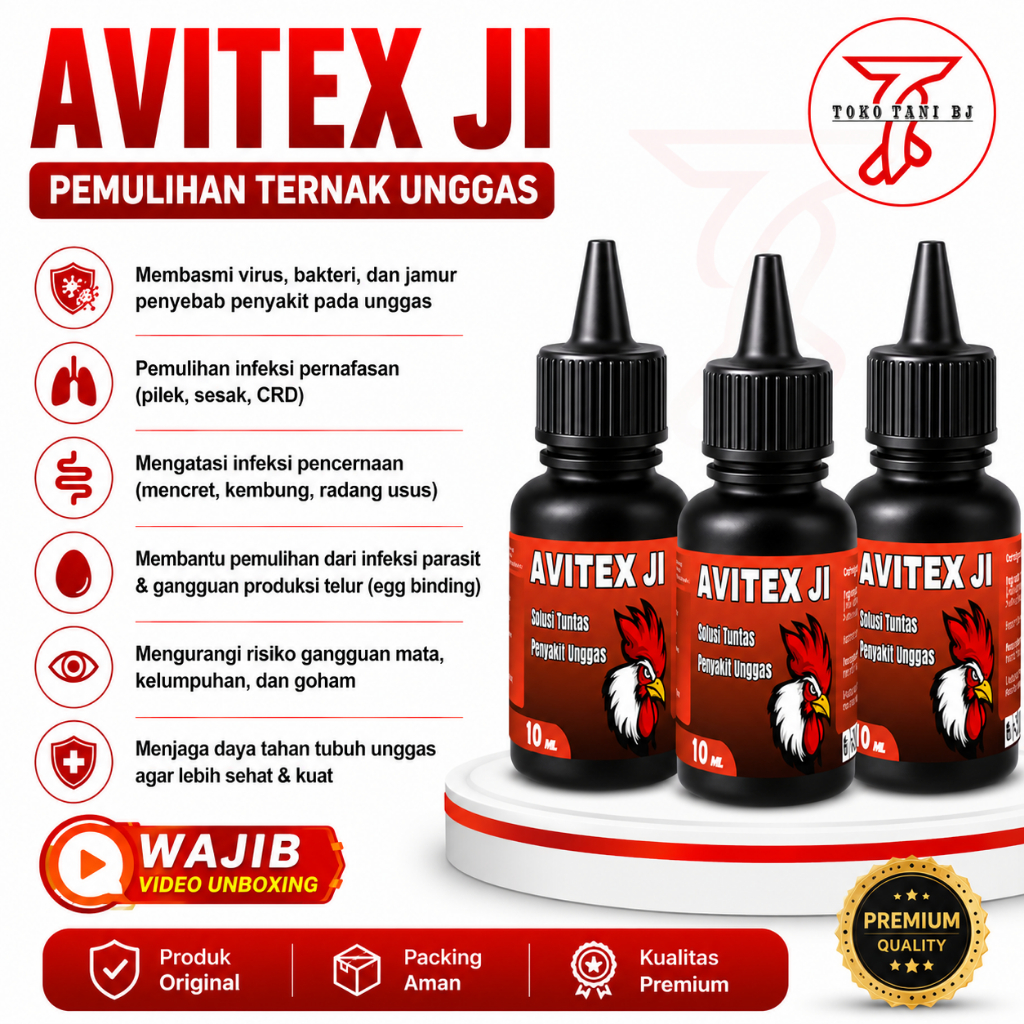MURAH AVITEX JI Obat tetes unggas melawan virus bakteri dan jamur penyakit unggas ayam, bebek, entok