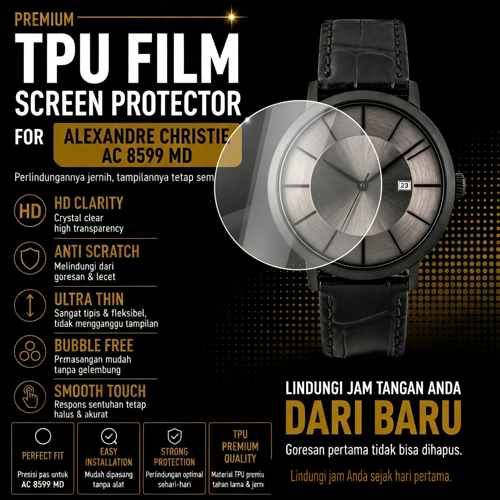 Anti Gores Alexandre Christie AC 8599 MD AC8599MD Screen Protector Pelindung Kaca Jam Tangan Pria