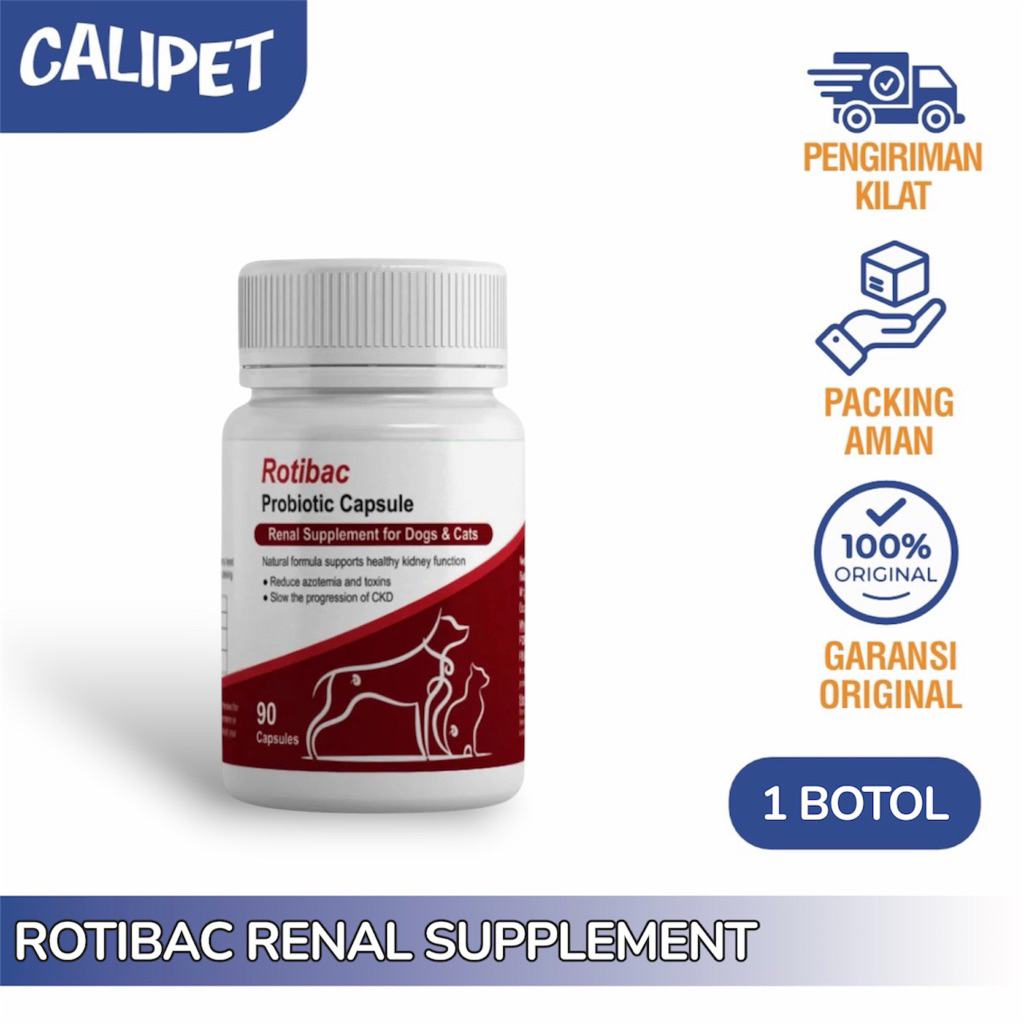 Terlaris Rotibac Probiotic Capsule Renal Supplemen Ginjal / CKD / Azotemia Kucing Anjing 1 Botol (