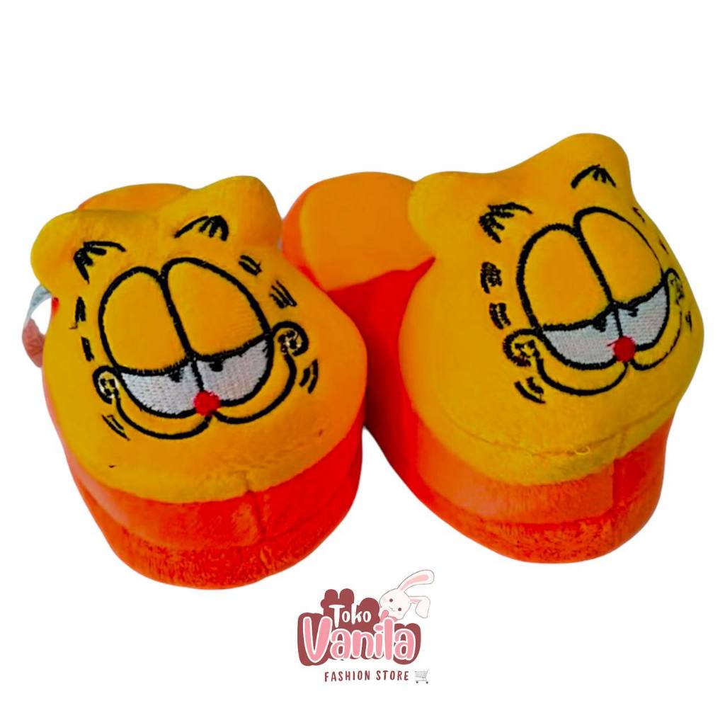 Sandal Kepala Boneka Karakter Garfield Kucing / Sandal Rumah Nyaman Dipakai Anti Slip Tidak Licin
