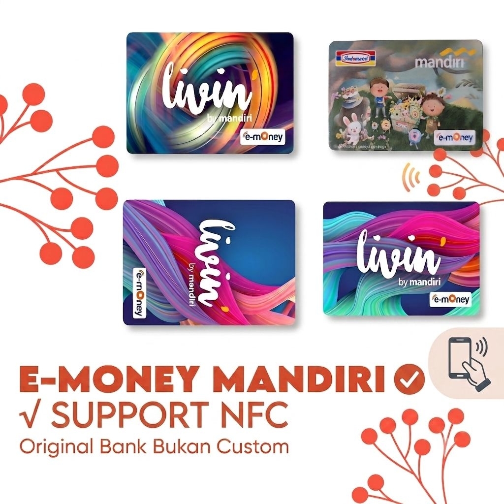 Kartu eMoney Mandiri Acak Support NFC/ Kartu Mandiri/ E-money Mandiri/ eMoney Card/ E-toll Mandiri/ 
