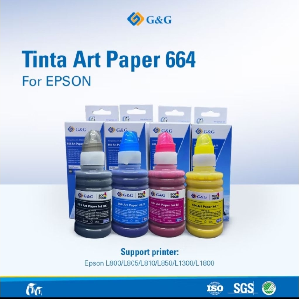 G&G Tinta Printer Art Paper 664 Kompatibel Epson L800 L805 L810 L850 L1300 L1800 4 Warna
