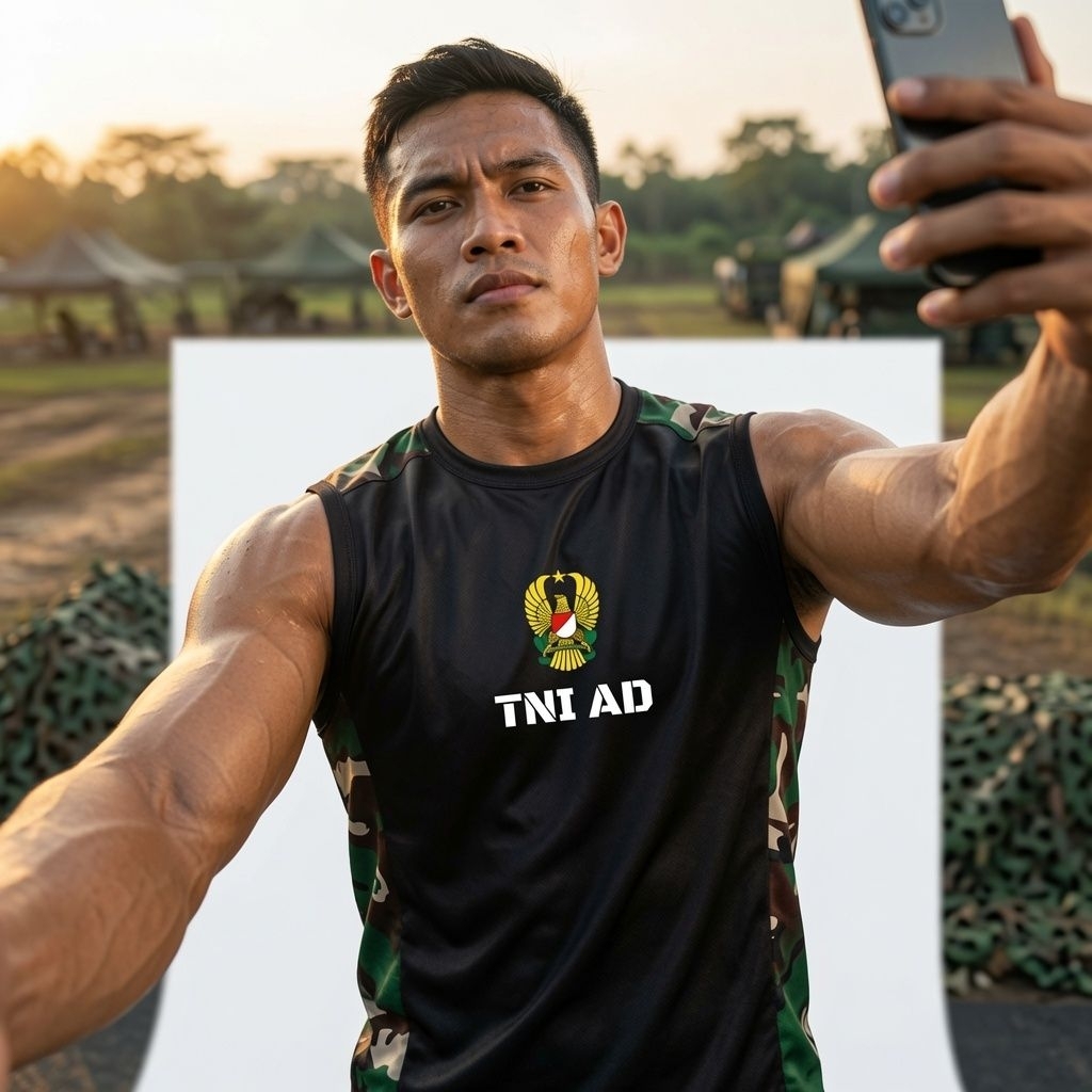 Singlet olahraga loreng logo tni ad/singlet tni ad/singlet loreng pria tni ad
