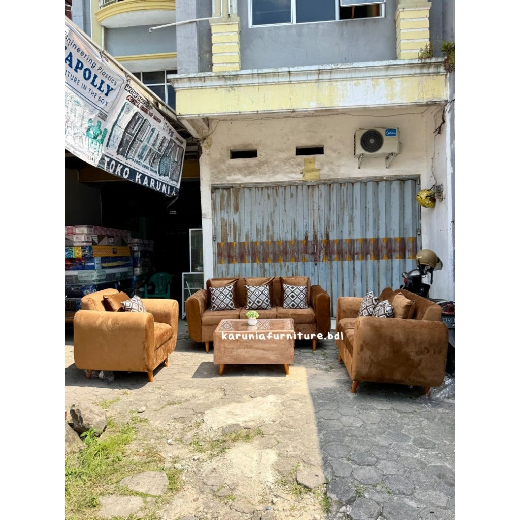[PRE-ORDER] SOFA RETRO SEATER 321 BLUDRU COKLAT | FREE ONGKIR BANDAR LAMPUNG
