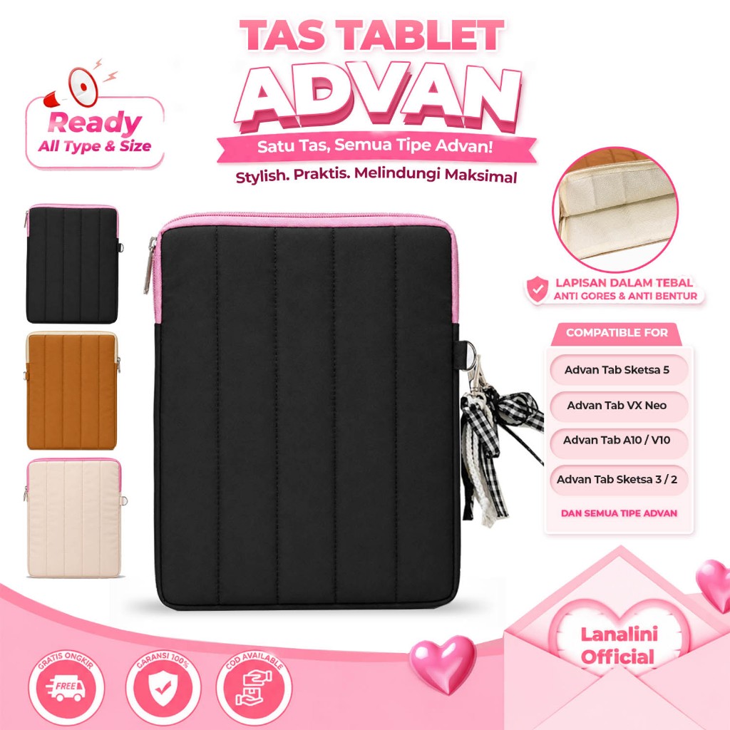 Sleeve Case ADVAN Tab Sketsa 5 3 2 1 A10 A8 Xtab VX Belajar Plus Elite 7 X7 Pro 10.1 Inch 10 11 inch