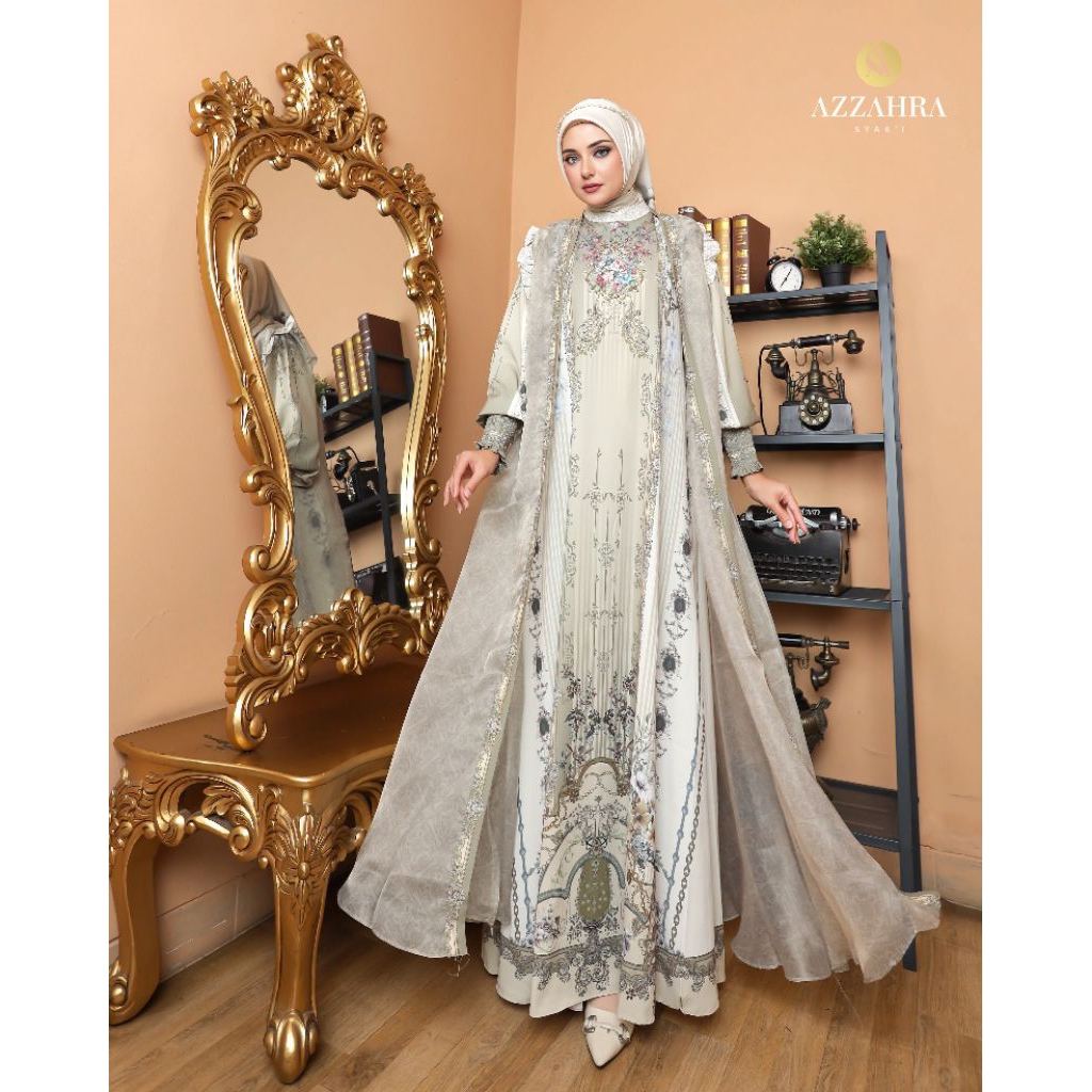 Gamis Syari Premium Alessia Series By Azzahra Syari / Gamis Syari Mewah / Gamis Syari Cantik / Gamis