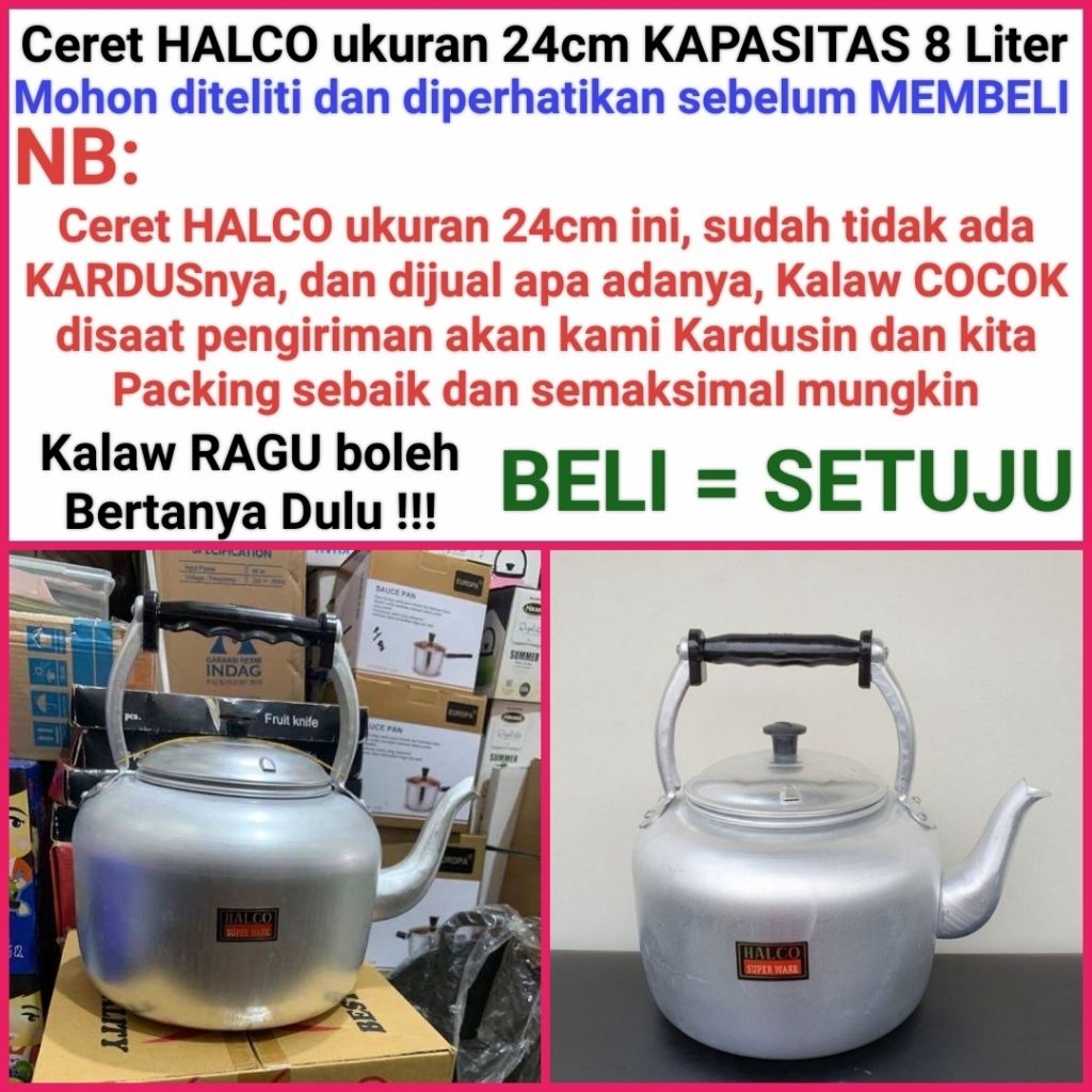 teko cor aluminium tempat air minum ceret air teko air ceret HALCO diameter 24cm Kapasitas 8 Liter