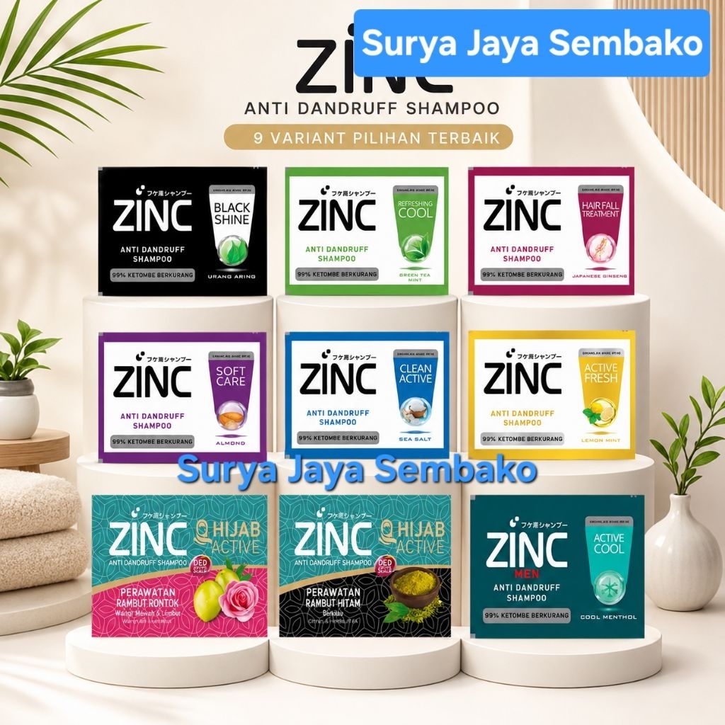 ZINC SHAMPOO ANTI DANDRUFF DOUBLE SACHET 1 RENCENG/12S SACHET | SAMPO ZINC | ZINC SAMPO SACHET