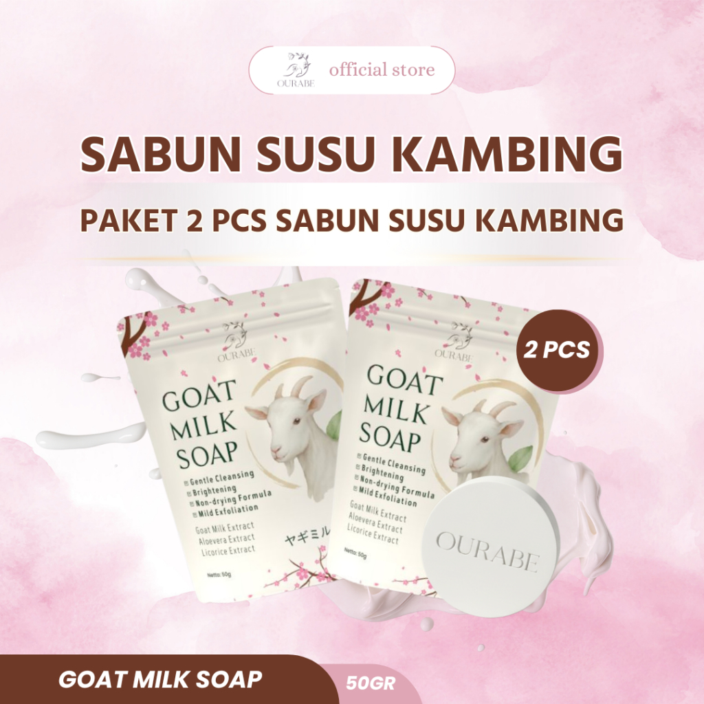 Ourabe Goat Milk Soap (PAKET 2 PCS) - Sabun Susu Kambing Brightening & Gentle Cleansing Formula Jepa