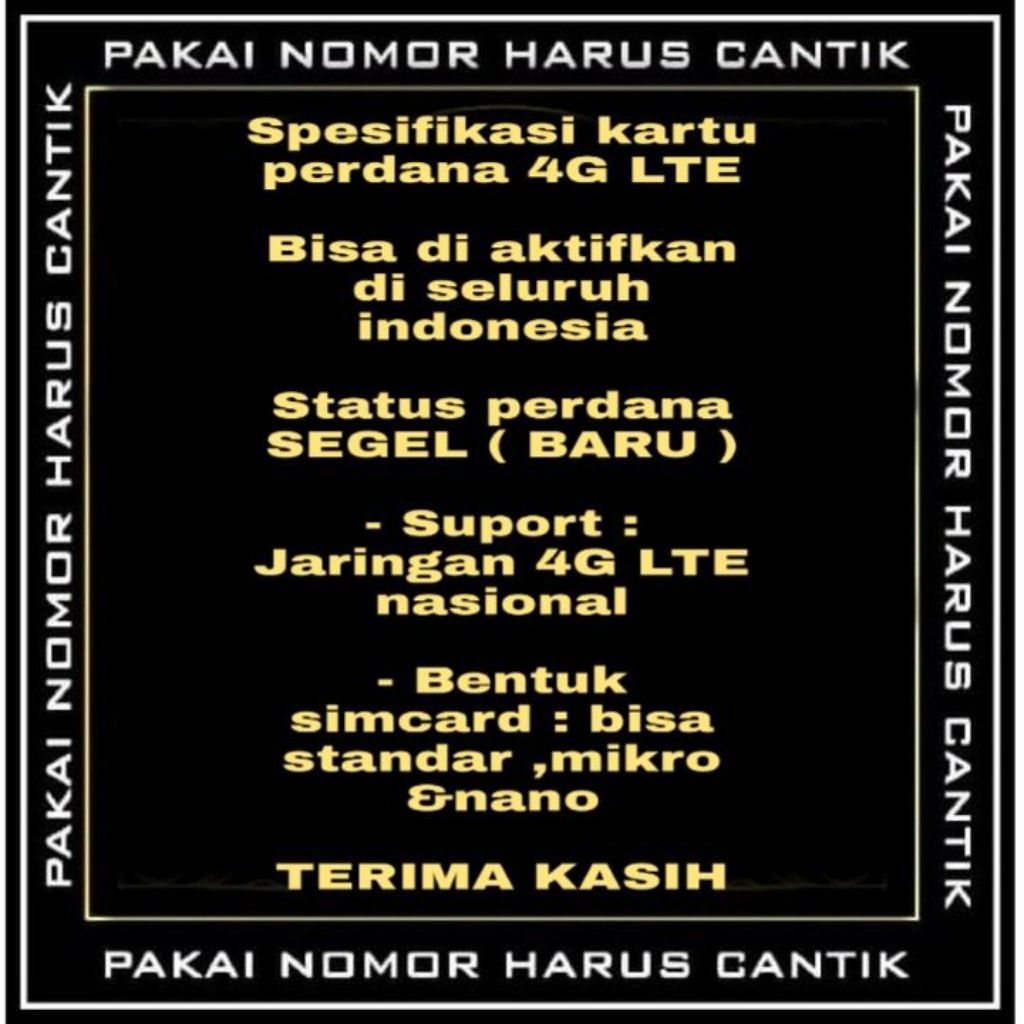 nomor cantik XL 4g LTE seri ekor triple 01