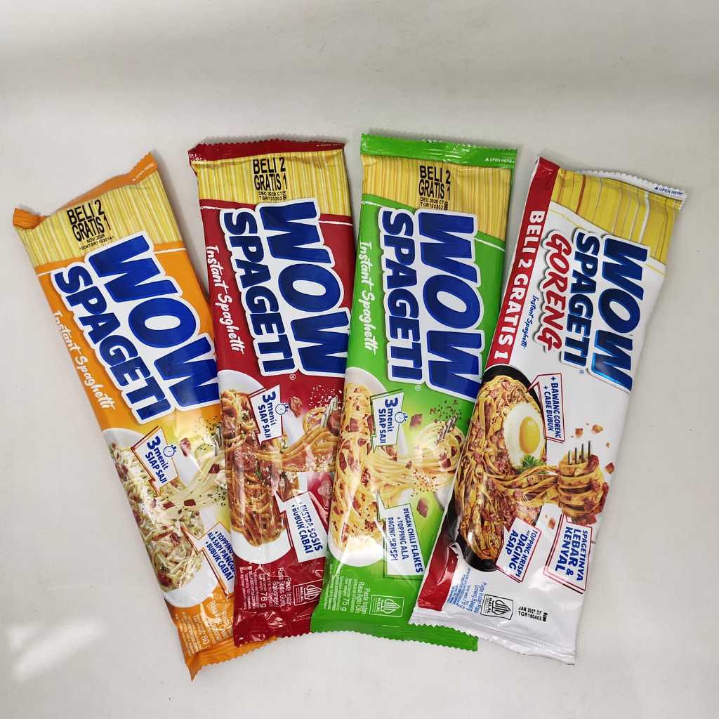 MI WOW SPAGETI BOLOGNESE & CARBONARA - MIE WOW MAYORA - AHBOY SNACK