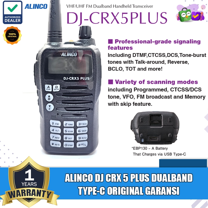 ALINCO Dj Crx 5 Plus Dualband Type C Ht Alinco DJ CRX 5 Plus Crx 5 Original Garansi