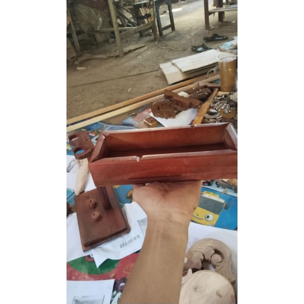 Asbak Rokok Kayu Jati Solid Kotak Persegi Panjang Unik Minimalis Finished Politur