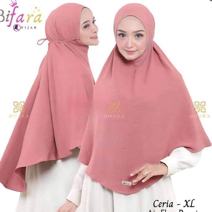HLS - (XXL) Hijab Bifara Crinkle Jumbo Tali / Hijab Syari Crinkle Bergo Instan / Jilbab Simple Jumbo