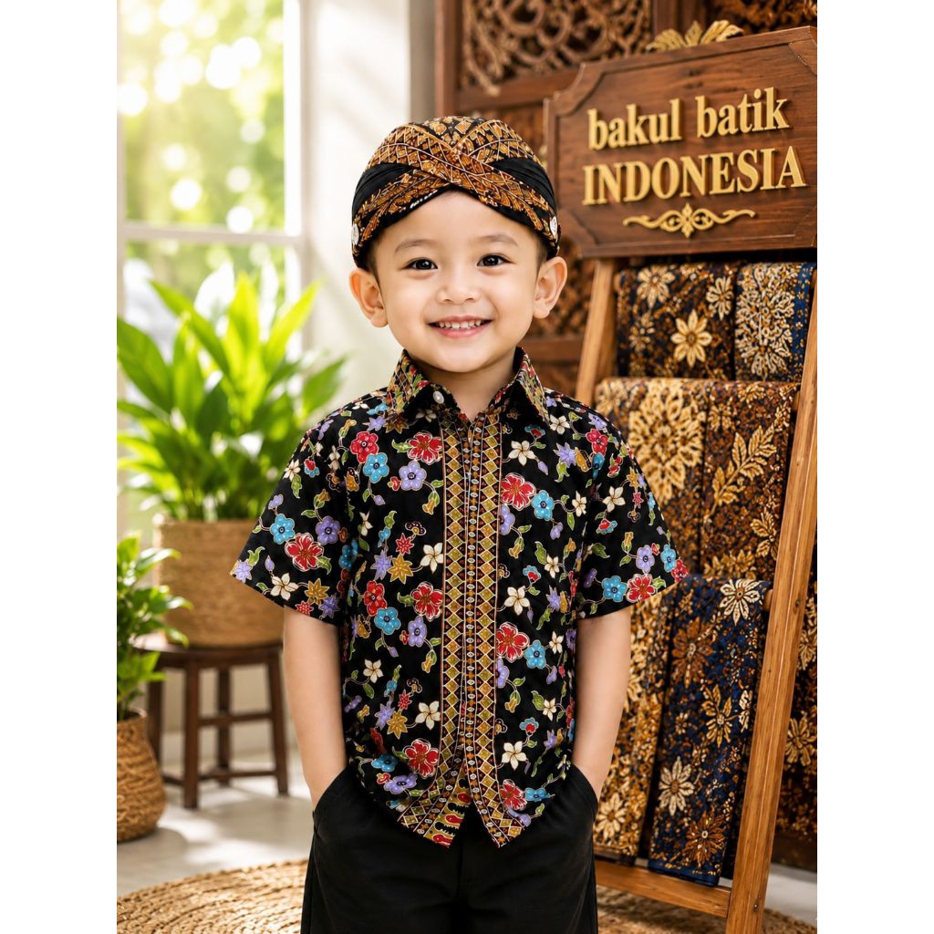 Toko bakul batik, kemeja batik anak lengan pendek