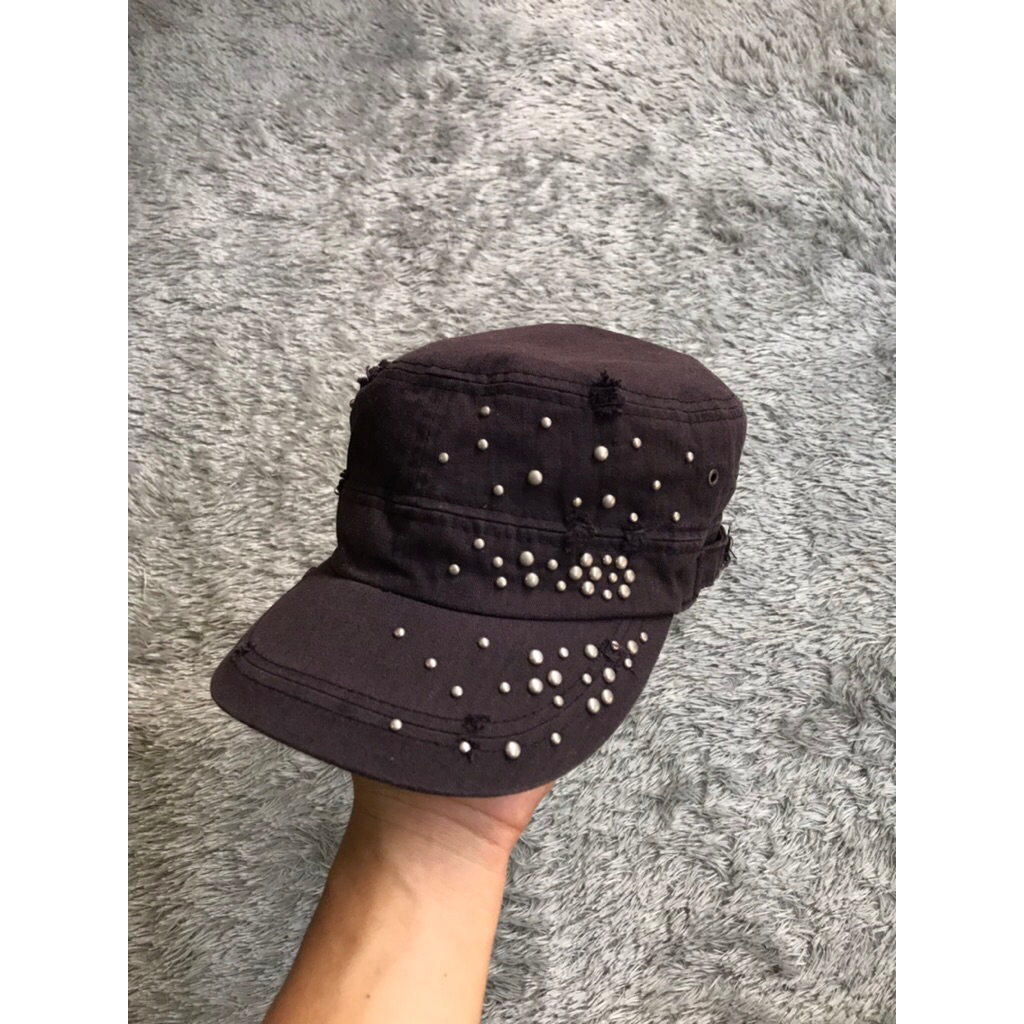 Commando Hat Distressed Studded Sunfaded